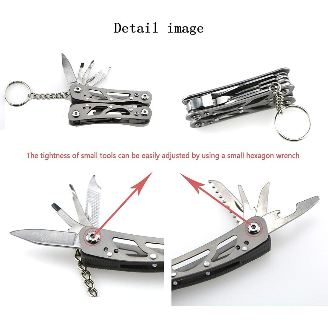 Small Multitool Pliers,Outdoor Pocket Multitools Mini Pliers, Gifts for Mens, Boys, Birthdays, Christmas, , 15 In 1 Stainless Steel Accessible Tools(Grey)