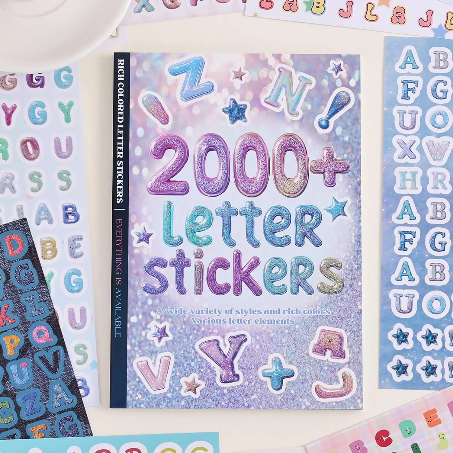 Bright Multicolored Alphabet Stickers (2000+ Pcs Letter Decals) - Portable Sticker Book for Teen Girls, Journaling, DIY Crafts & Decor, Large Format, Portable Size, Rich Content, Junk Journal Supplies