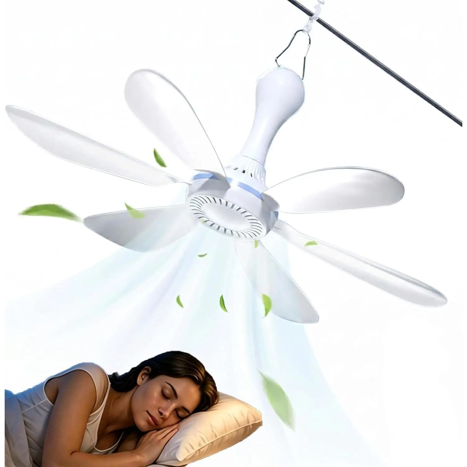 Portable Collapsible Ceiling Fan for Cruise 6 Blades USB| Remote Control Included, 4 Speed Settings, Quiet Airflow, Tool-Free Setup, Travel-Friendly Storage