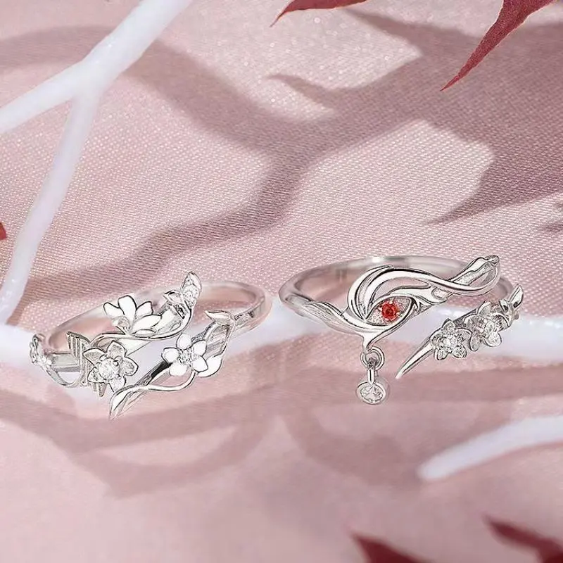 Heaven Official's Blessing Couple Rings - A Pair of Unisex Adjustable Letter-Design Jewelry, Elegant Pendant Accessories for Daily Wear, Hua Cheng Xie Lian Fan Gift