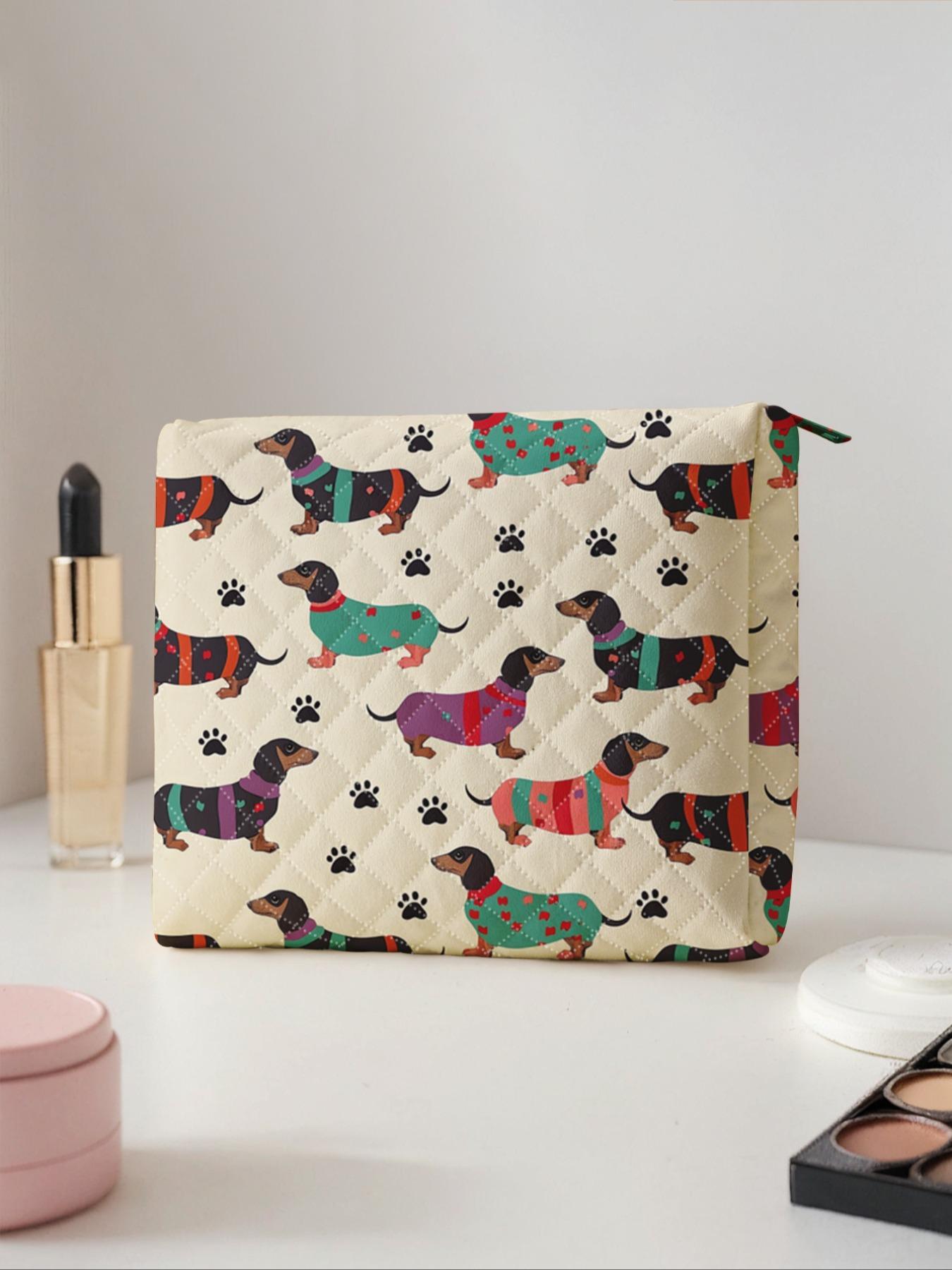 Dog Pattern Makeup Bag Set, Large Capacity Travel Toiletry Bag, Zipper Makeup Organizer Pouch, Versatile Storage Bag for Travel, Office, Home, Travel Cosmetic Bags