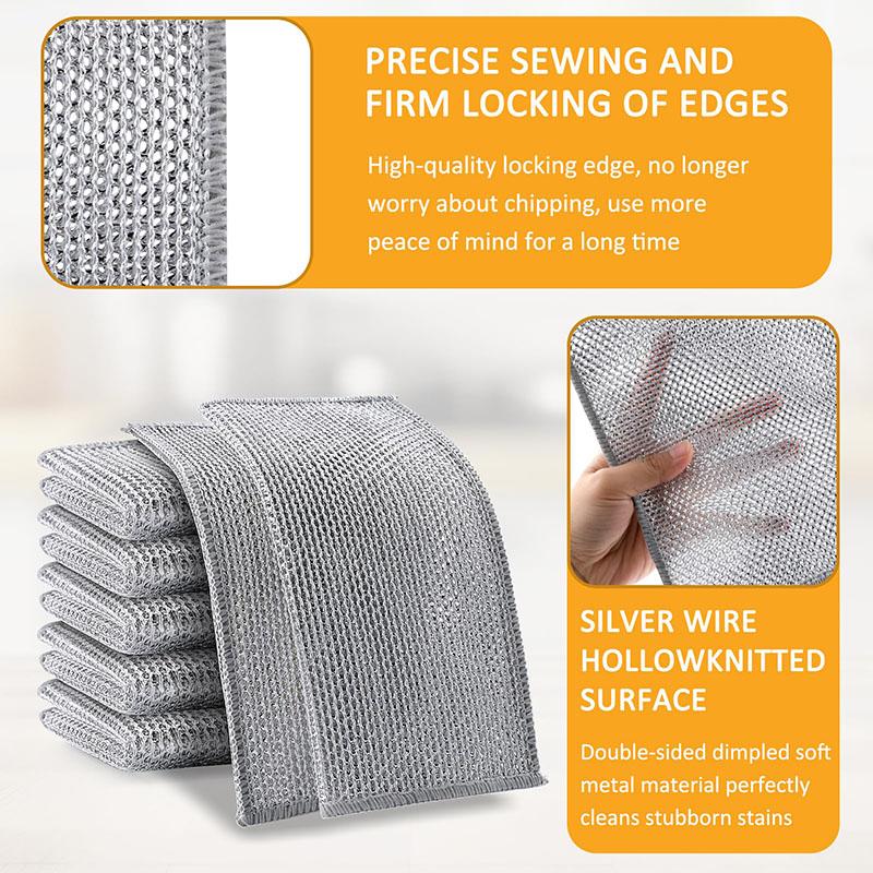 Double-Layer Kitchen Dish Towels, 8/12/18pcs Multipurpose Reusable Steel Wire Cleaning Cloth, Powerful Cleaning Mesh Dishwashing Rag for Cookware, Sinks, Dishes, Stove Tops, Soft Cleaning Towel