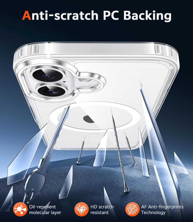 iPhone 17 Case Clear: Magnetic Transparent Phone Cases with Screen Protector Slim Anti Yellowing Military Grade Drop Protection Rugged Shockproof Protective Cell Phone Cover (A-Clear)/jubal phone case heather and dave 2 brooke and jubal phone cases 2 lora