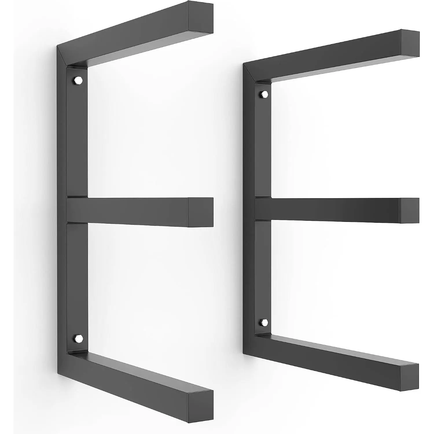 Lumber Storage Rack, Wall Mount  Storage Racks | Metal  Organizer Racks for Shed, Workshop, Garage, Holds Up 220 LBS Per Level (Pack of 2, Black)
