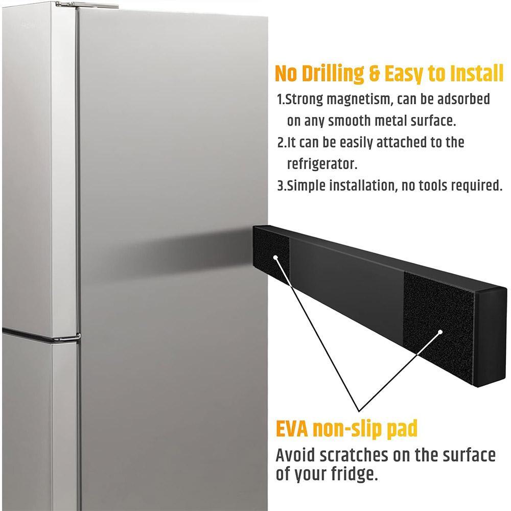 Wall Mounted Magnetic Knife Holder, 1 Count Knife Storage Rack with 3 Hooks without Knife, Knife Block for Kitchen, Kitchen Utensil Organizer