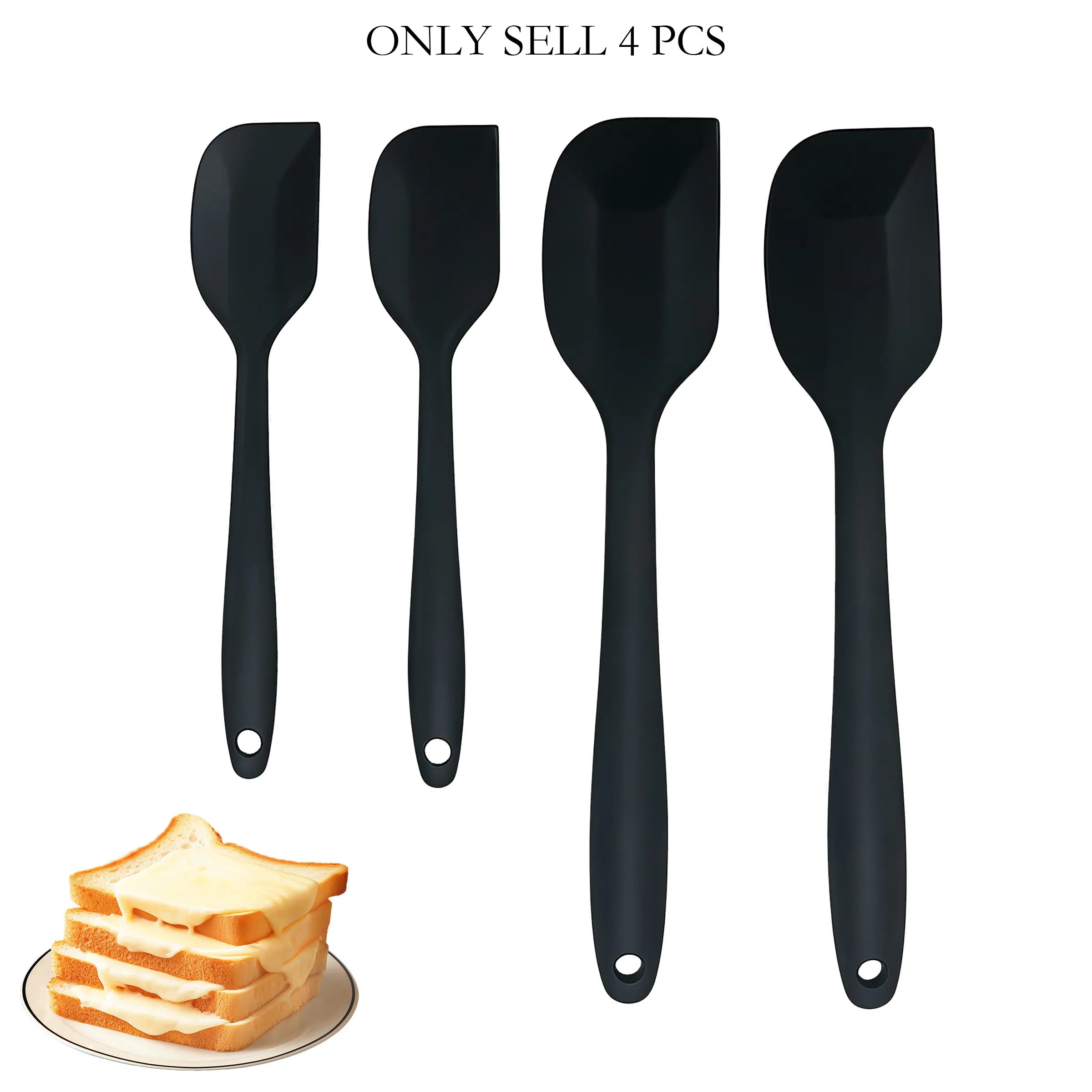 High-Temperature Cream Scoop, Dough Mixing Knife, Baking Tool, Integrated Silicone Scraper, 4pcs Set, Essential Kitchen Utensils