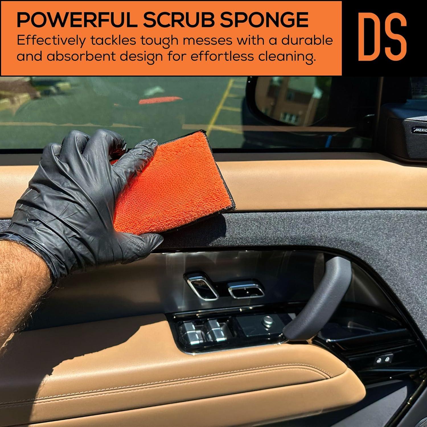 Suds Lab DS Microfiber Detailing Scrub Pad 2 Pack -  Interior Cleaning & Detailing Microfiber Scrub Pads - Safe On Leather, Vinyl, Plastic, Etc.