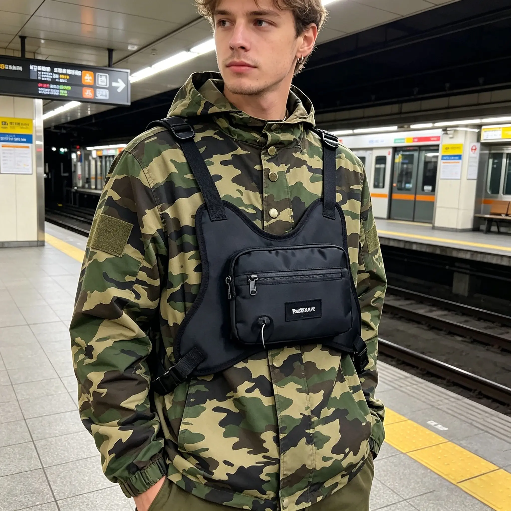 Multifunctional Outdoor Sports Vest Bag, Tactical Chest Pack for Hiking and Running, Compact Travel Edc Holder Bag Chest Pouch for Men