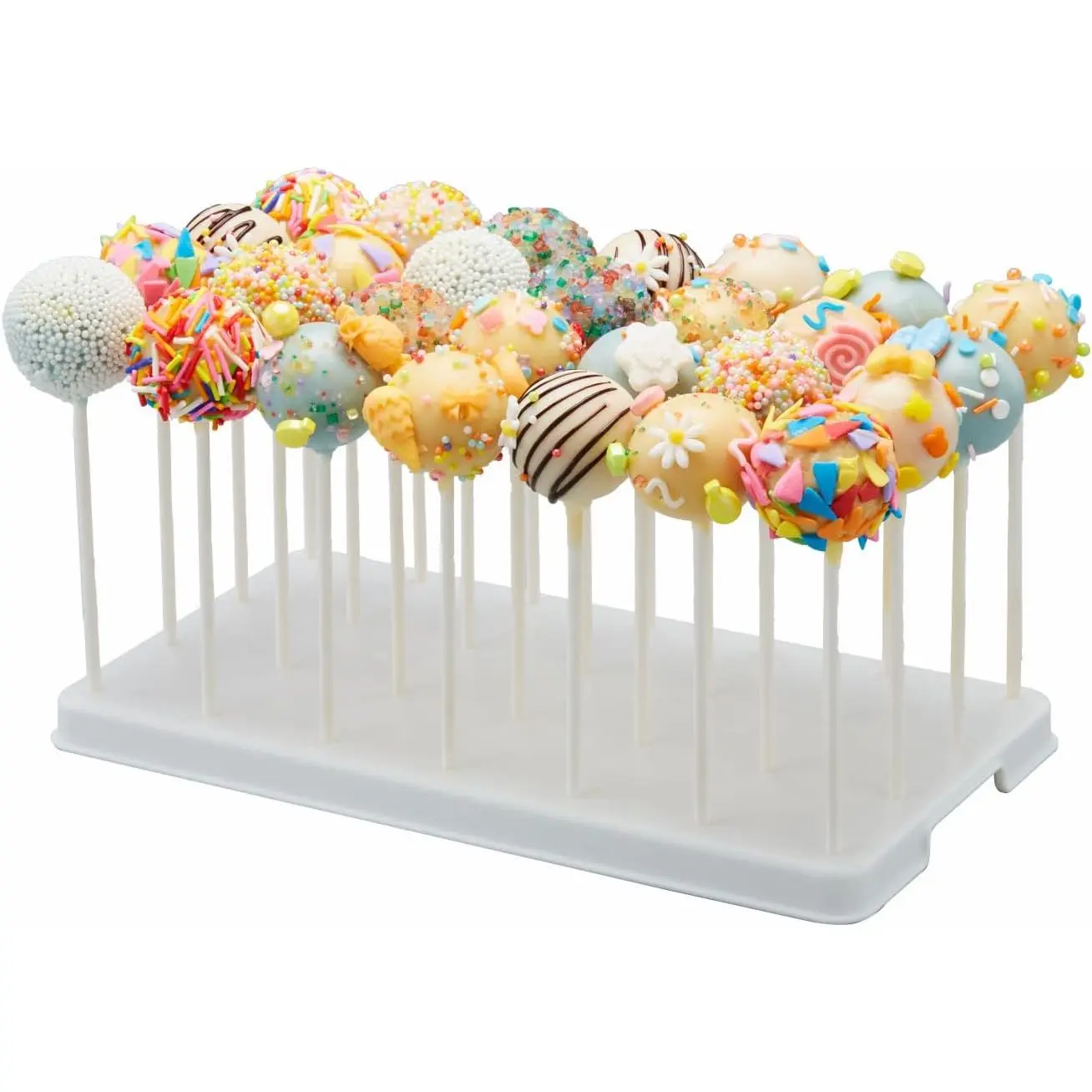 28 Holes Cake Pop Stand for Cake Pops,  Holder Stand, Cake Pop Display Holder, Candy Pop Holder,Cakepopsical Stand for Weddings,  Showers, Birthday, Party (WHITE)