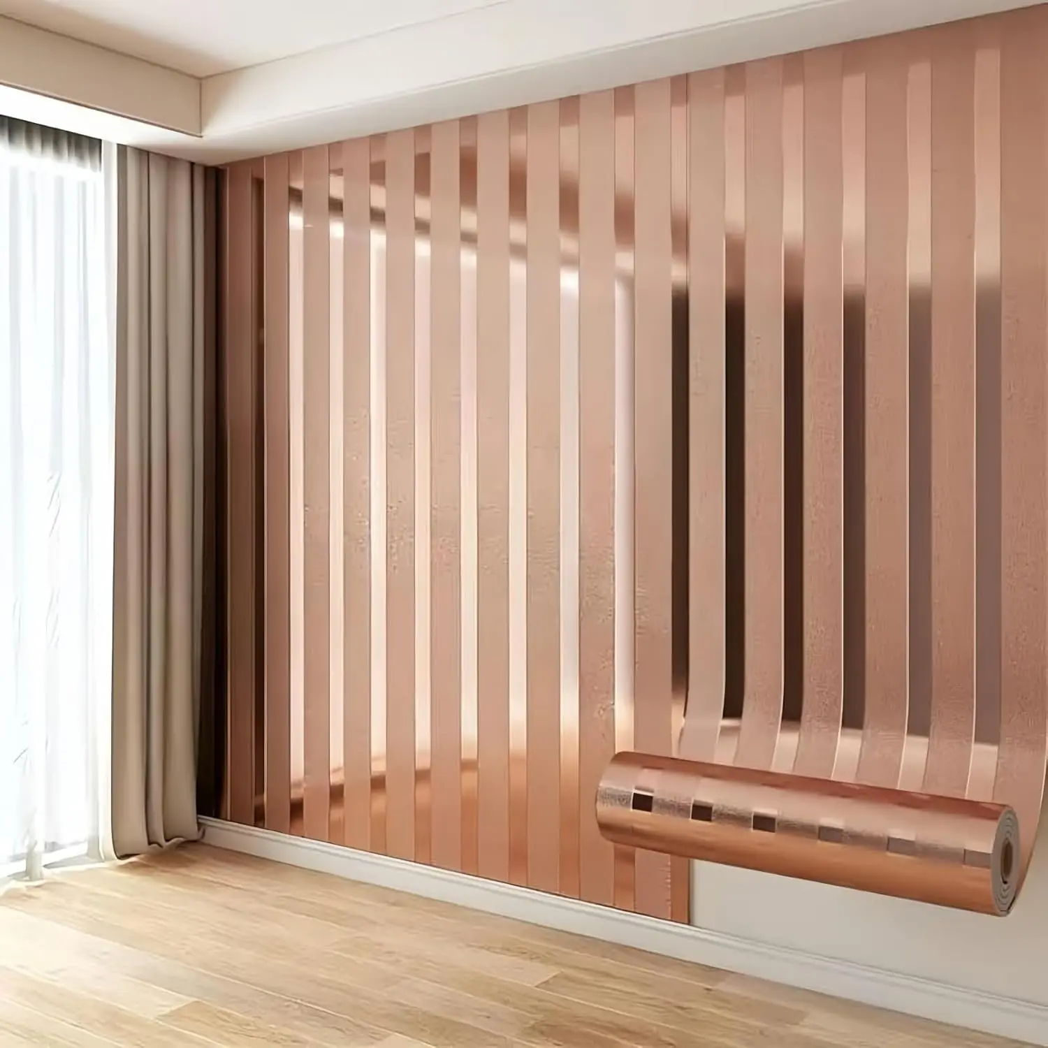 Latest model 1 roll self-adhesive mirror-effect imitation metal grid stripes metal film sticker 40 * 300 cm for living room, bedroom, bathroom, kitchen sticker