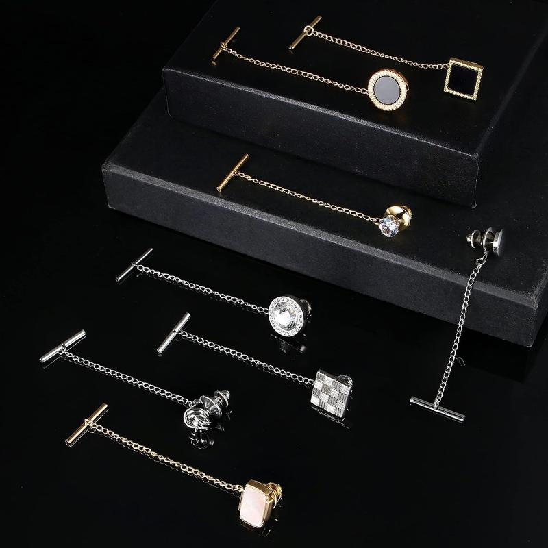 THUNARAZ 8 Pcs Vintage Tacks for Men Regular Ties Necktie Cool Pins With Chain for Dates Engagements Wedding Business Banquets Anniversaries Birthday Important Occasions Men's Jewelry for Christmas Gift