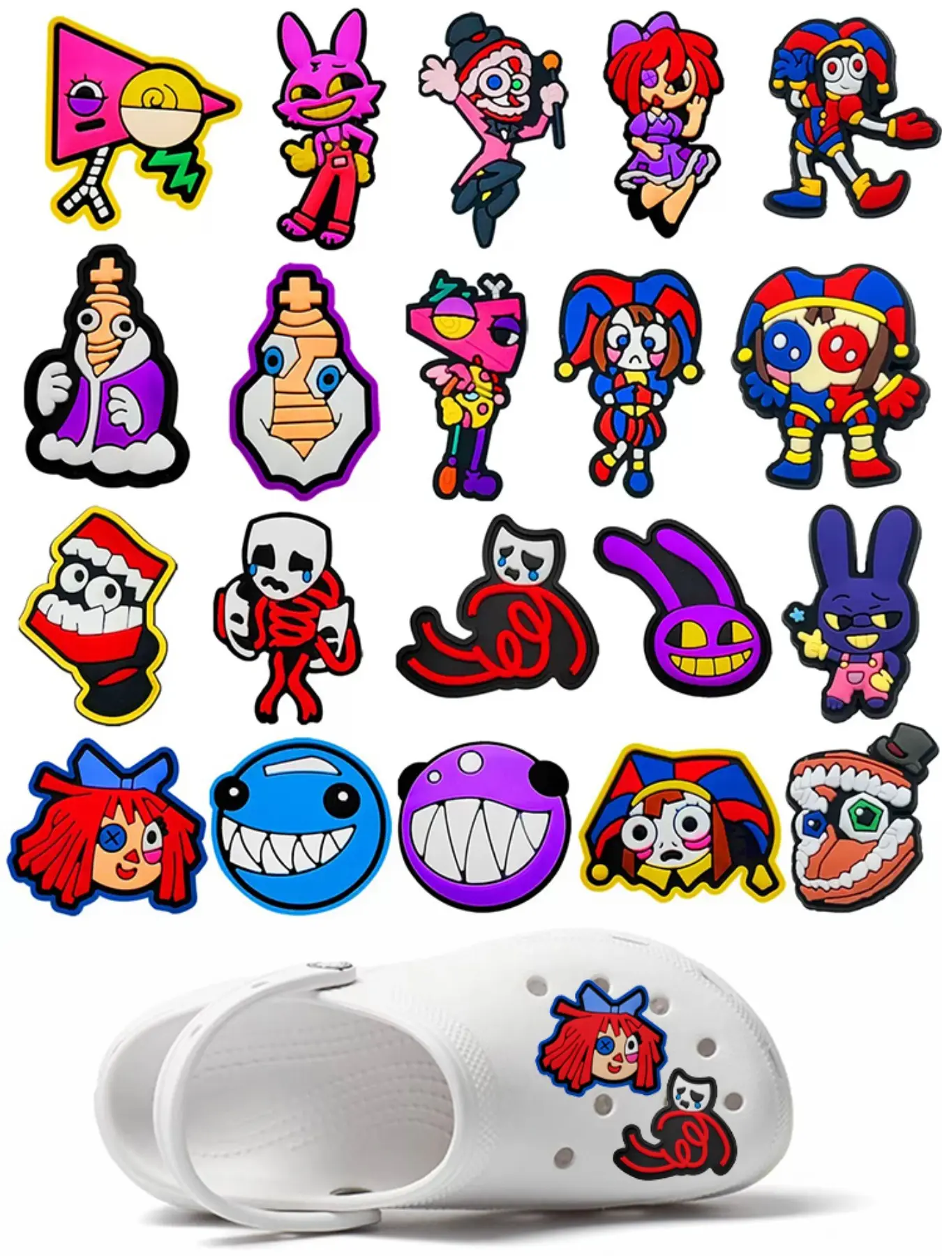 20pcs Circus Cartoon Shoe Charms For Bubble Slides Clogs Sandals,PVC Shoe Decorations Accessories Buckle For Christmas Birthday Gifts