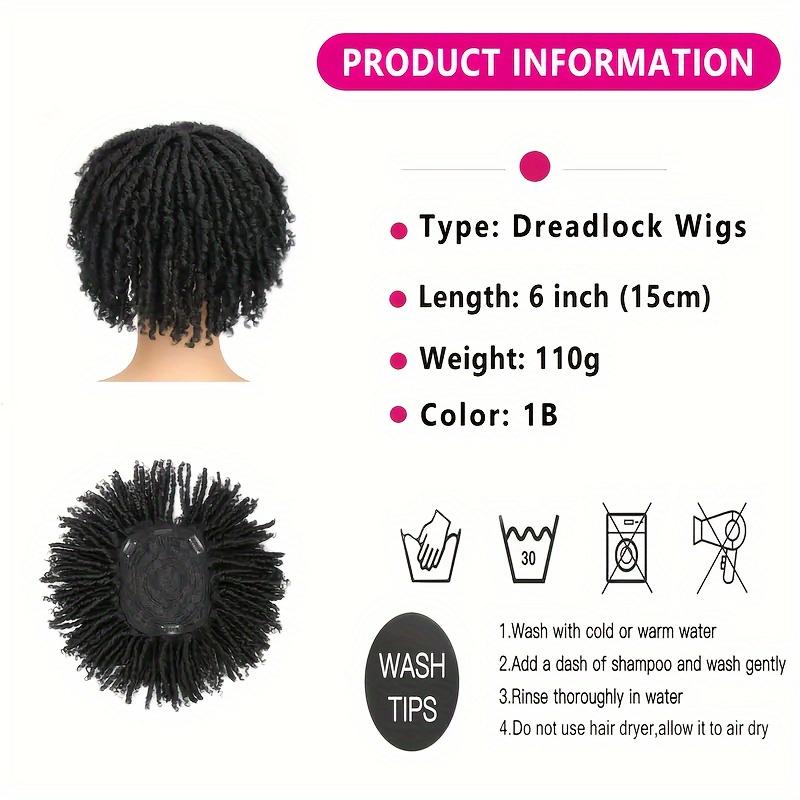 6 Inch Synthetic Dreadlock Topper with Clip In Braided Hair Half Wigs Short Dreadlocks Hair Pieces Toupee Afro Hair for Women And Men