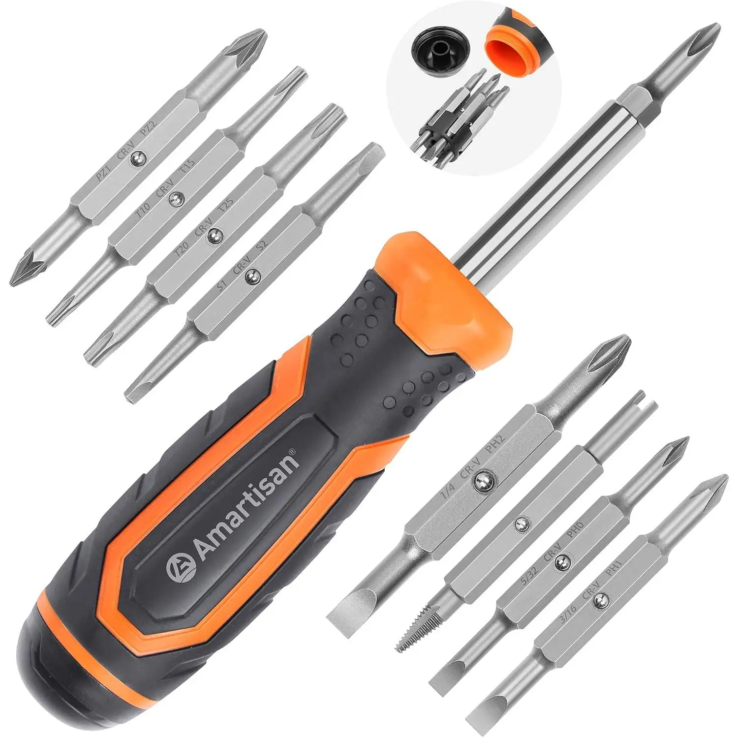 18-in-1 Multi-bit Screwdriver Set Tool, Multi-Purpose Screwdriver, Slotted//Pozi/Torx/Square,Nut Driver