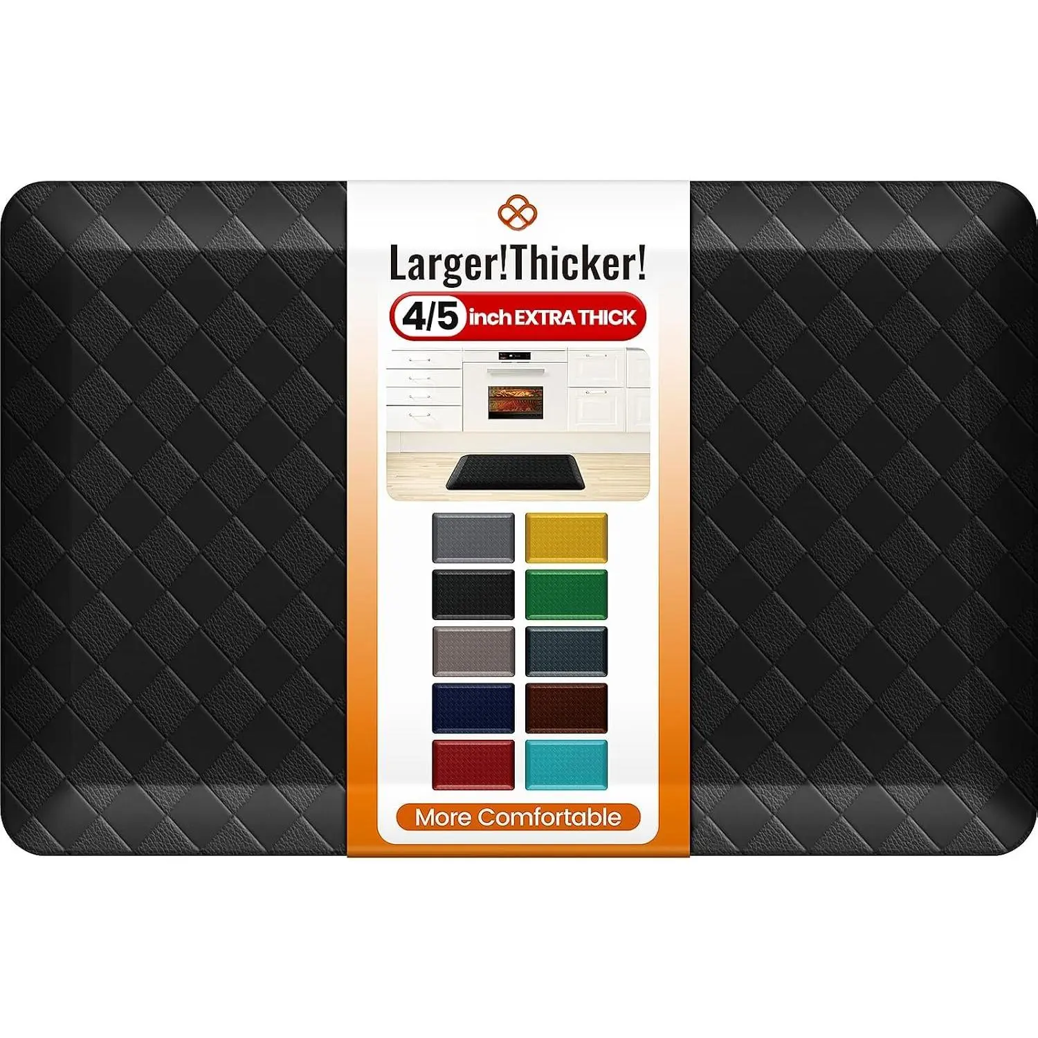 4/5 Inch Extra Thick Kitchen Mats for Floor,Non Slip Anti  Kitchen Rugs, Stain Resistant Sink Mat,Cushioned Standing and Comfort Mats for Office (17"x24" Black)