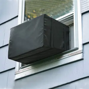 Window Air Conditioner Cover, Outside Window AC Unit Cover Black Dust-Waterproof AC Protection Insulation Defender (25.5Wx20.5Dx18H)