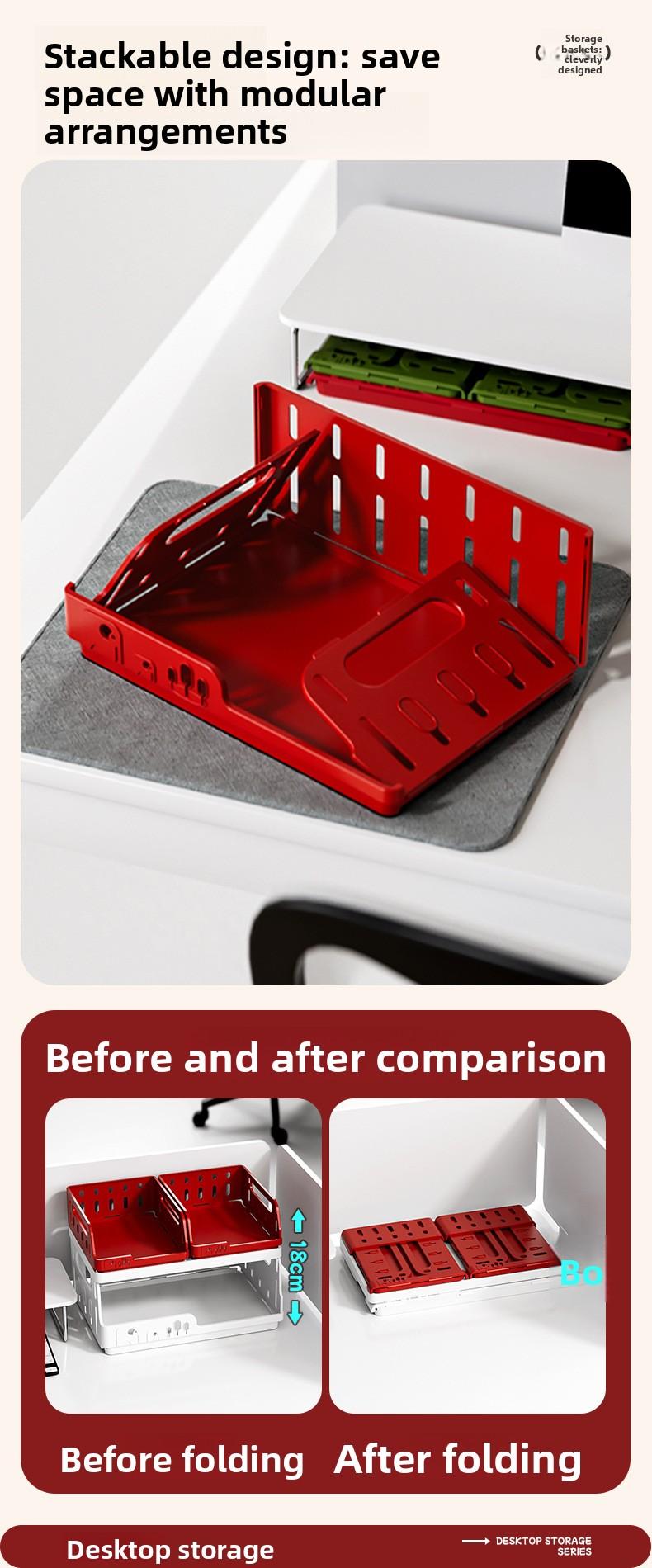 Clario "Rainbow Palette" A4 Collapsible Storage Crate — Large Aesthetic Modular Desktop Organizer for Books, Planners and Skincare. This High-Capacity Folding Pastel Bin is Perfect for Dorm Essentials and Home Office Setup