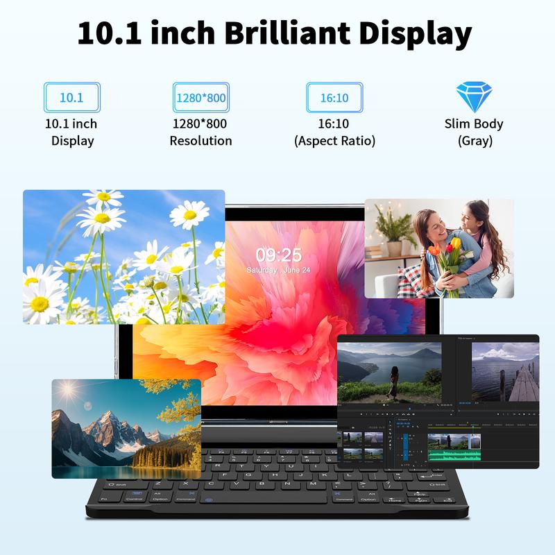 PRITOM 2026 10.1 Inch Android 14 Tablet Set 16GB(4+12)RAM 128GB ROM Dual Camera Bluetooth Keyboard Mouse Gift for Back To School