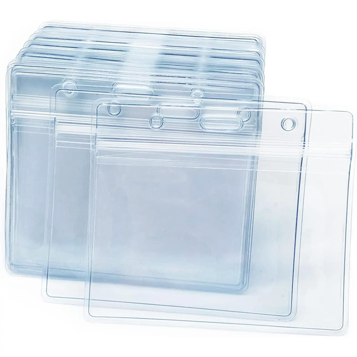 10 count Clear Plastic Horizontal Name Badge ID Card Holders