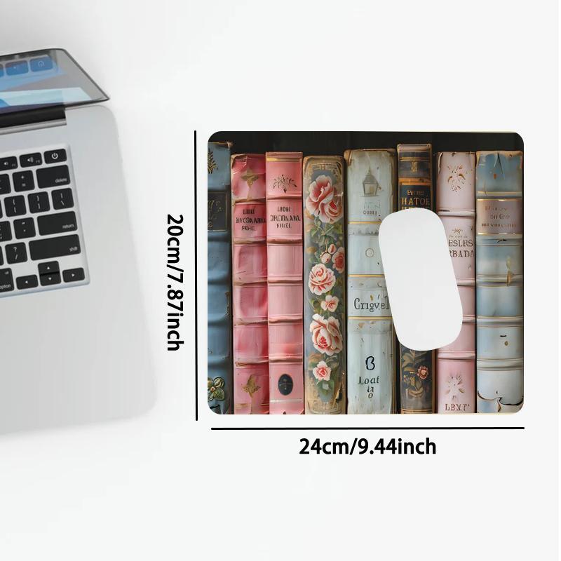 Vintage Books Pattern Mouse Pad, Large Non-Slip Rubber Base Stitched-Edge Desk Pad, Office Desk Accessory for Laptop & Desktop, Non-Slip Mousepad #TOP PICKS