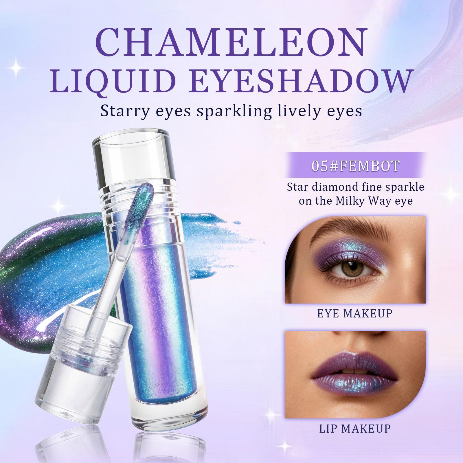 Chameleon Liquid Glitter Eyeshadow, 3 Shades Multichrome Holographic Sparkle for Festival & Party Makeup