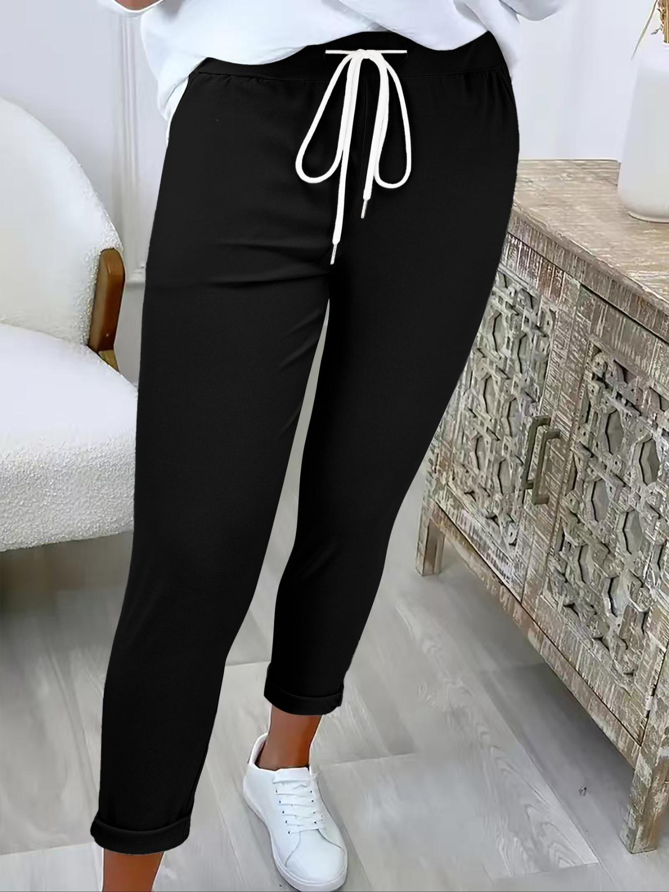 Women's Solid Color Drawstring Waist Pants, Casual Comfy Trousers for Summer, Fashion Women's Bottoms for Daily Wear