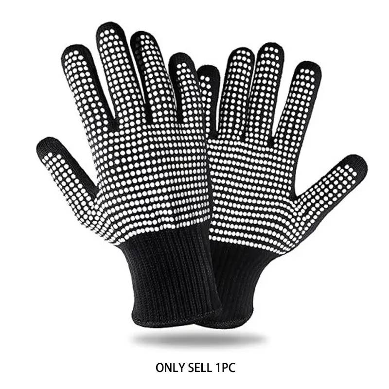 Professional Hair Styling PVC Beaded Gloves, Durable Woven Fabric, Ideal for Curling and Straightening, 1 Piece Per Pack