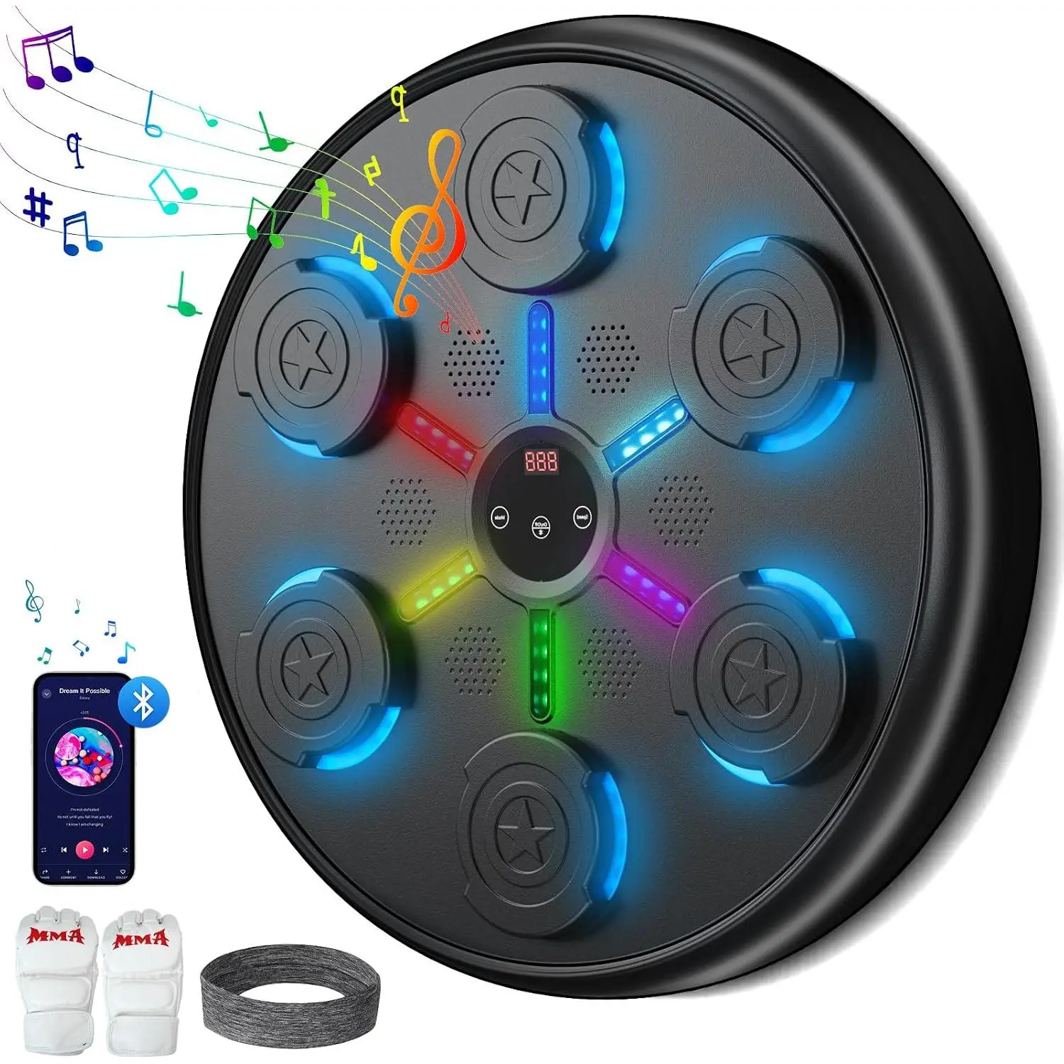 Boxing Machine, 2025 Upgrade Workout Machine for Adults Women ,   Boxing  Trainer, with LED Wall Mounted Musical Punching Pad,with  Boxing Gloves