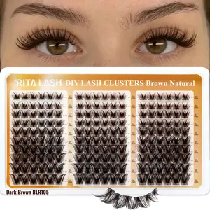 RITALASH 180PCS Premium Dark Brown Cluster Lashes Thin Band Lashes Upgrade Color with Ultra-Dense, Waterproof, Long-Lasting Lashes Soft & Lightweight for Daily Makeup Daily Going Out, And Holidays