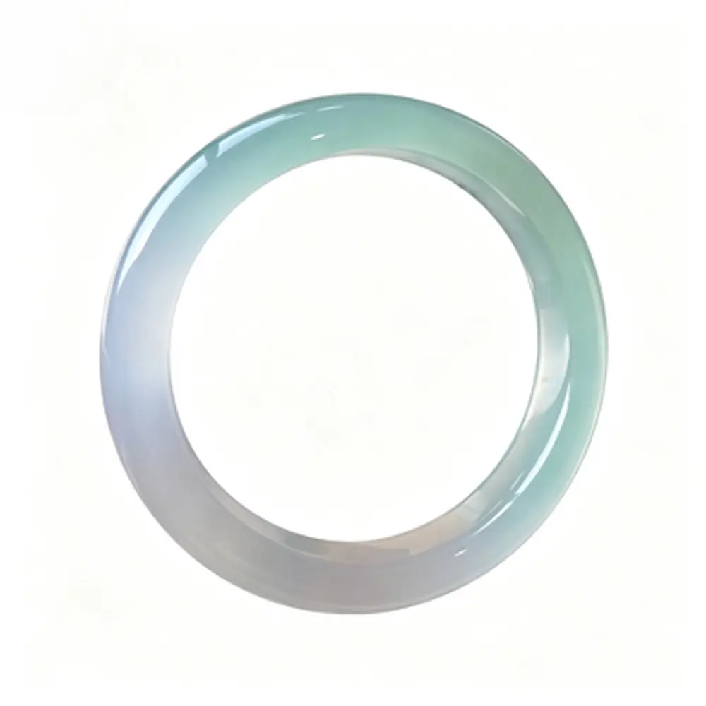 Icy Green Gradient Half-landscape Agate Bangle, Chalcedony Bracelet for Women, Translucent Jadeite Jewelry, Valentine's Day Gift for Students