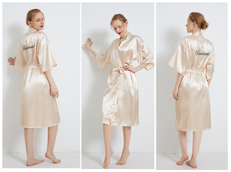 Women Kimono Bathrobe Gown Sexy Sleepwear Satin Home Clothing Intimate Lingerie Casual Bride Bridesmaid Wedding Gift Nightgown