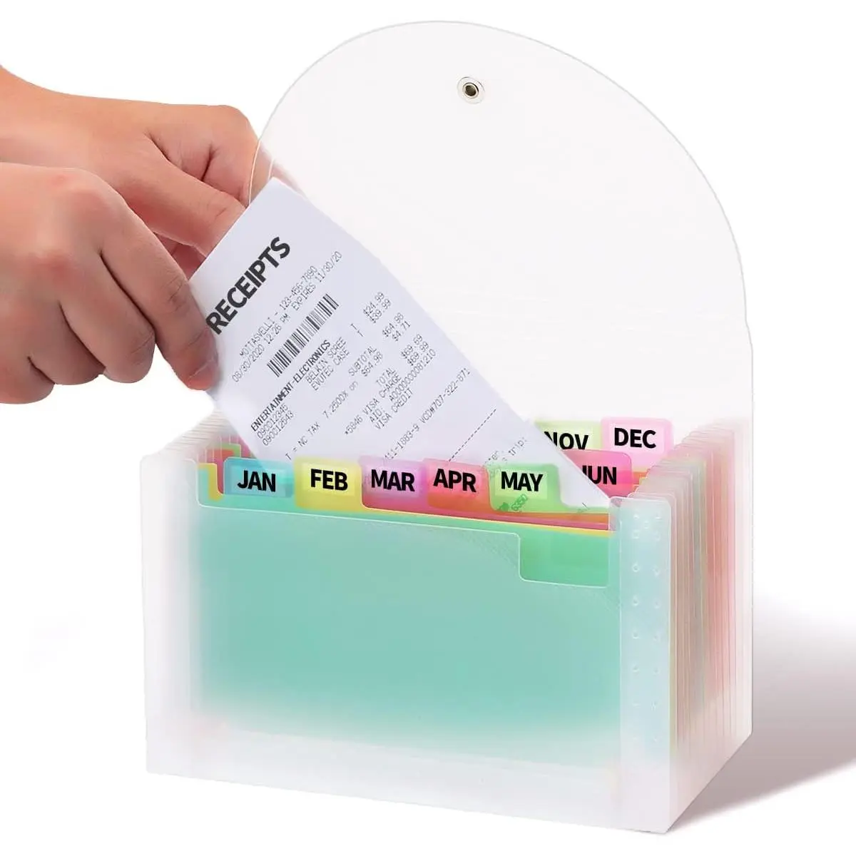 Receipt Holder, 13 Pocket Accordion File Organizer, 7x4.5 Inches, Colored