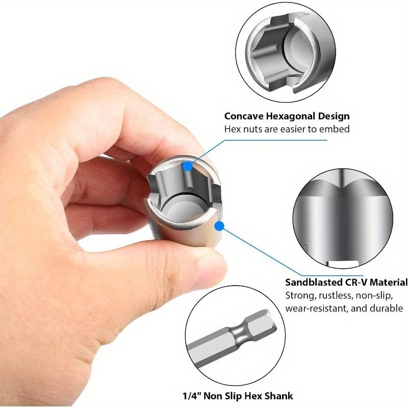 3pcs Durable CR-V Steel Multi-Size Wing Nut Screwdriver Set, Bolt Drive Hook Drill Head for Panel Nuts, Hex Bolts, Q-Hooks - No Battery Required Tool Hardware