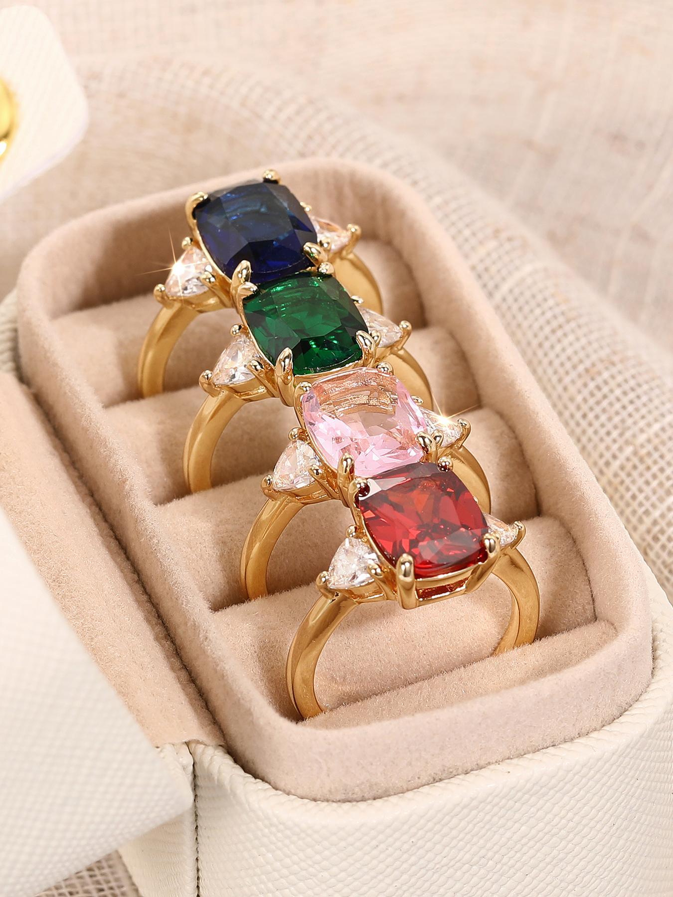 Women's Elegant Colorful Gemstone Decorated Ring, Marquise Cut Ring, Exquisite Trendy Ring, Fashionable Jewelry for Women As Engagement Anniversary Party Jewelry Gift, Wedding Anniversary Ring, Bridal Engagement Jewelry