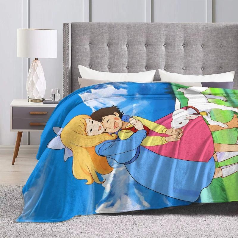 Heidi & Goat Mountain Hike in Alps Blankets  Warm Funny Plush Throw Blanket For Outdoor Picnic Flannel Bedspread Bed Cover