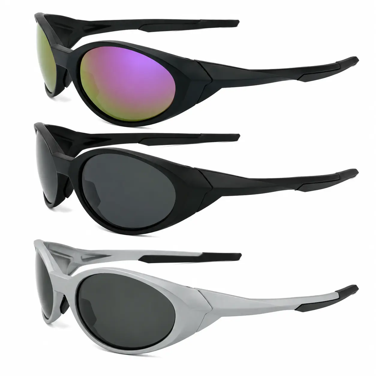3-Piece Oversized Retro-Style Polarized Sunglasses for Men and Women – UV400 Protection, Wind-Resistant Frame, Lightweight Design Ideal for Cycling, Running, Hiking, Driving, and All-Day Outdoor Activities