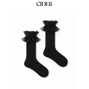 Cider LACE CRIMPED TRIM CREW SOCKS