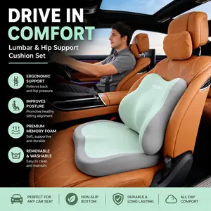 Memory Foam Car Lumbar Support Pillow, Ergonomic Lower Back Cushion for Sedan SUV Truck Seats, Breathable Fabric Back Support Cushion for Driving, Office Chair, Long Sitting & Pain Relief