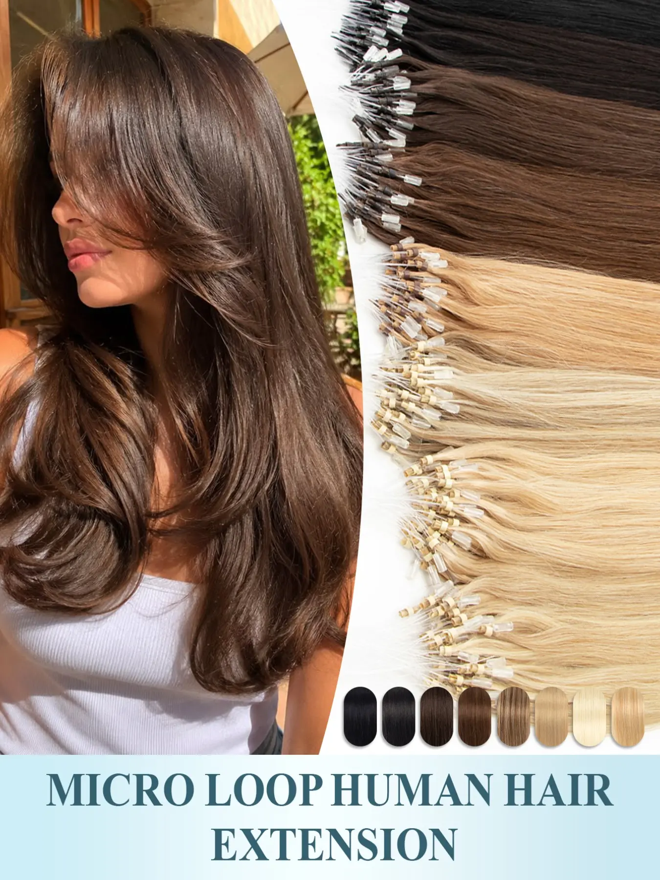 Straight Micro Loop Real Human Hair Extensions,Micro link Micro Ring Link Hair For Women 30 G,12-20 inch,Premium Healthy Hair,Easy To Install,Ideal For Women Daily Styling,Hair Volume Boosting And Halloween Cosplay Occasions