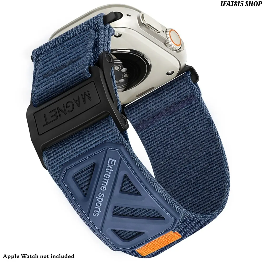 IFAJ815 Nylon Canvas Magnetic Sport Band Compatible with Apple Watch, Adjustable Outdoor Hiking Wrist Strap with Velcro Loop Design, Lightweight Durable Watch Bracelet for Fitness, Travel and Daily Use, Fits Apple Watch Series 1-11 SE Ultra 38mm 40mm 41mm