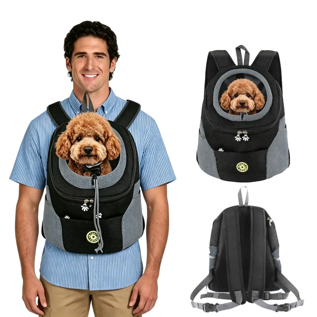 Dog Carrier, Puppy Carrier, Teacup Dog Front&Backpack Carrier with Shoulder Straps, Breathable Mesh, Adjustable Neck Section, Storage Pockets On The Sides and Center, Adjustable Breathable Pet Carrier for Small Dogs Cats