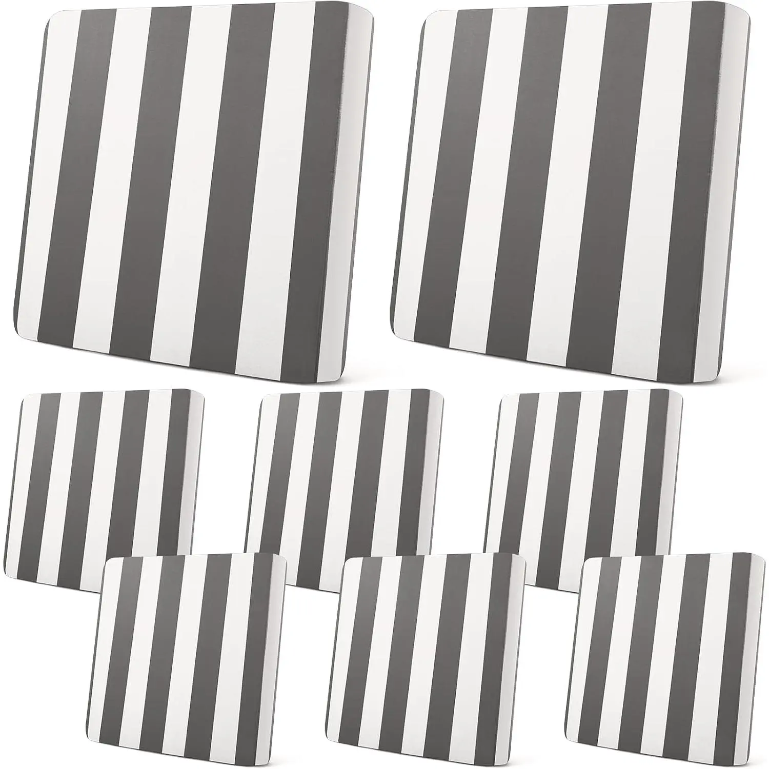 8pcs Stretch Cushion Covers Stripe Cushion Covers Furniture Couch Slipcover Sofa Chair Seat, Thin Breathable Soft Flexibility Protector(Gray)