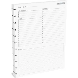 11-Disc Undated Daily Plan Paper Refill 120 GSM 50 Sheets (100 Pages/Days) Discbound Pre-Punched Inserts Loose Leaf White 8.5 x 11 Inch for Daily To-Do Notes and Scheduling