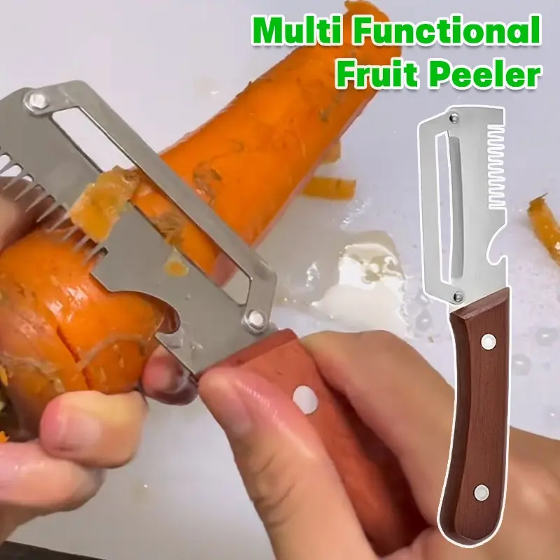 Thick Wooden Handle Peeler, Ergonomic Comfort Grip, V-Sharp Blade, Quick Peel for Kitchen Fruits/vegetables, Ideal for Home Use