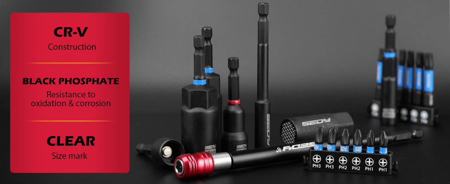 80-Piece Premium Magnetic Impact Nut Driver Set Metric & SAE with Socket Adapters, Bit Holder, Wing Nut Driver, Universal Sockets, Quick Release Extension, Power Bits