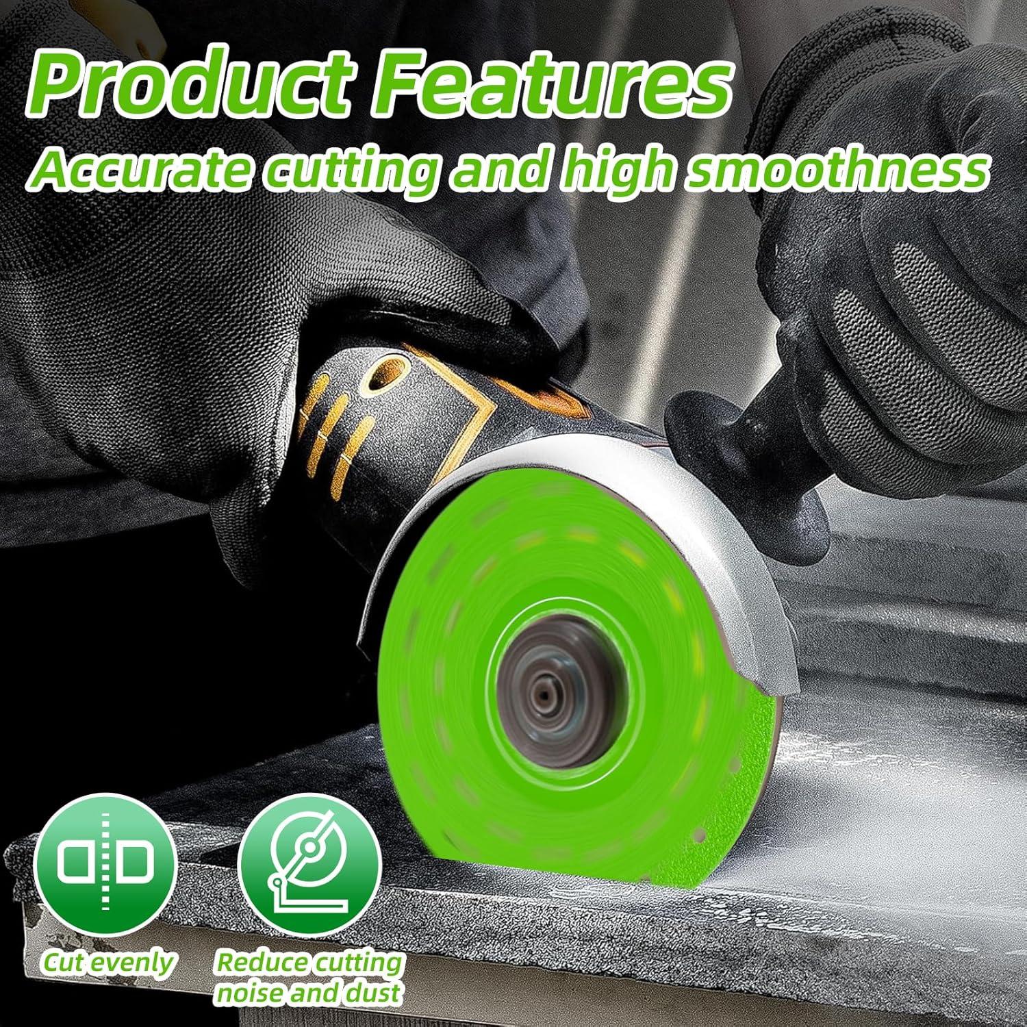 4PCS 4-1/2 Inch Diamond Saw Blades - Ceramic, Glass, Rock & Tile Cutting Disc for Angle Grinder, Industrial Strength Diamond Blade Set