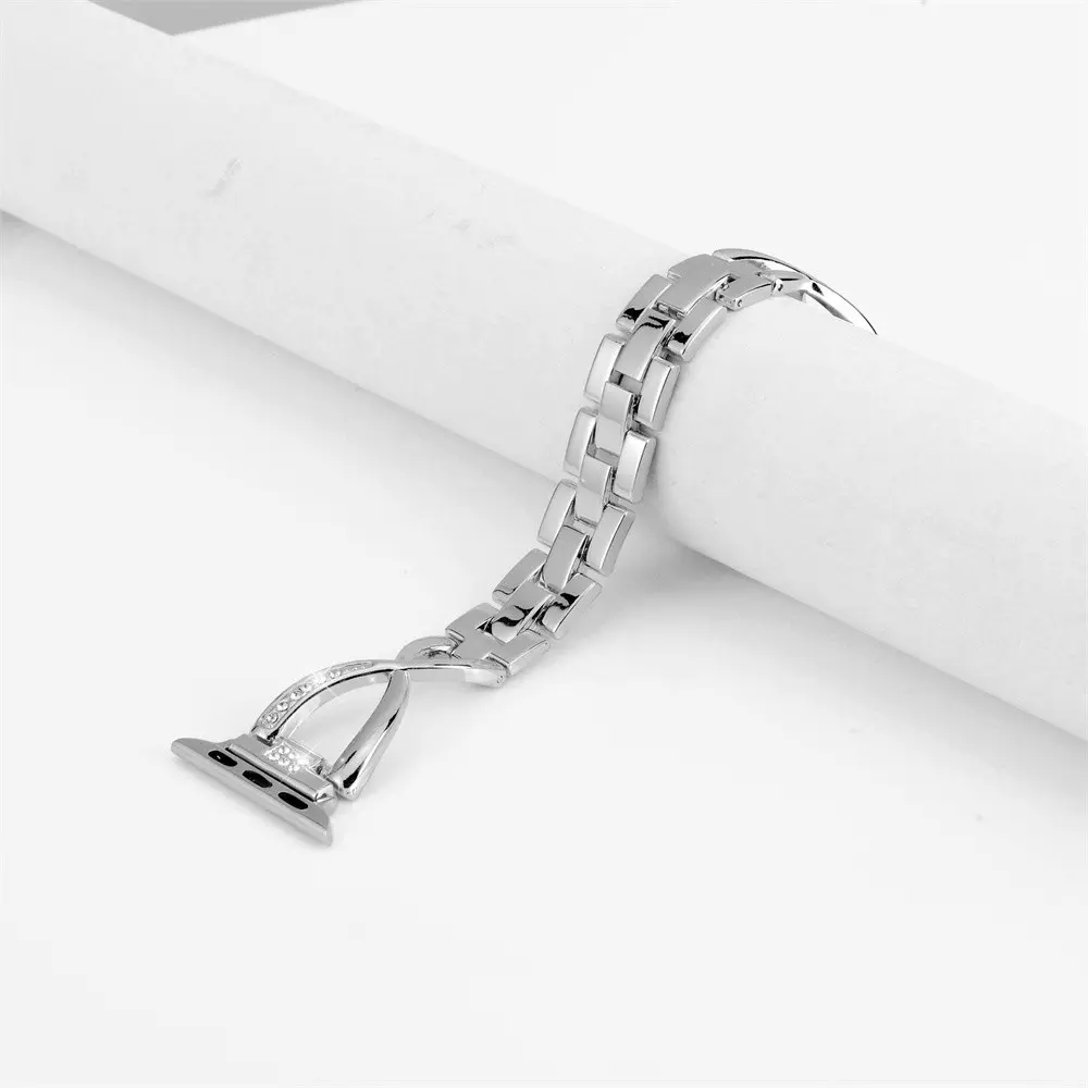 Sparkling Rhinestone Metal Chain Bracelet Wristband Strap Band for Apple Watch Women Compatible with Apple Watch Series 11 10 9 8 7 6 5 4 3 2 1 SE  41mm 40mm 44mm 45mm 46MM  49mm 42mm 38mm Watch Straps