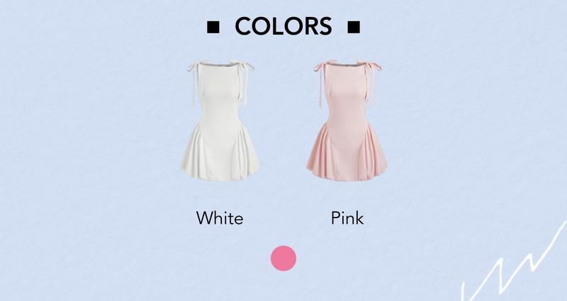 Cider [size 0-10] Boat Neck Bowknot Bubble Hem Mini Dress