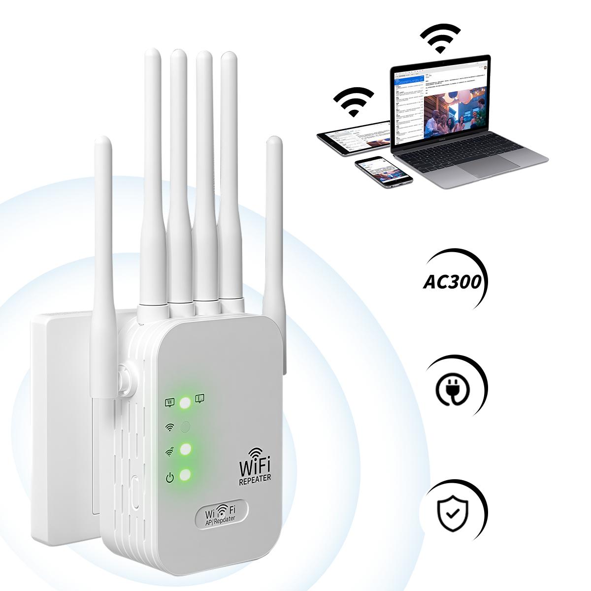 6-Antenna WiFi Extender,300Mbps WiFi Range Booster,WiFi Range Extender,Covers 12,000 sq. ft & 100 Devices, Repeater with Ethernet Port for Home, Office Use,Quick Setup,Game Essentials,Men Gifts