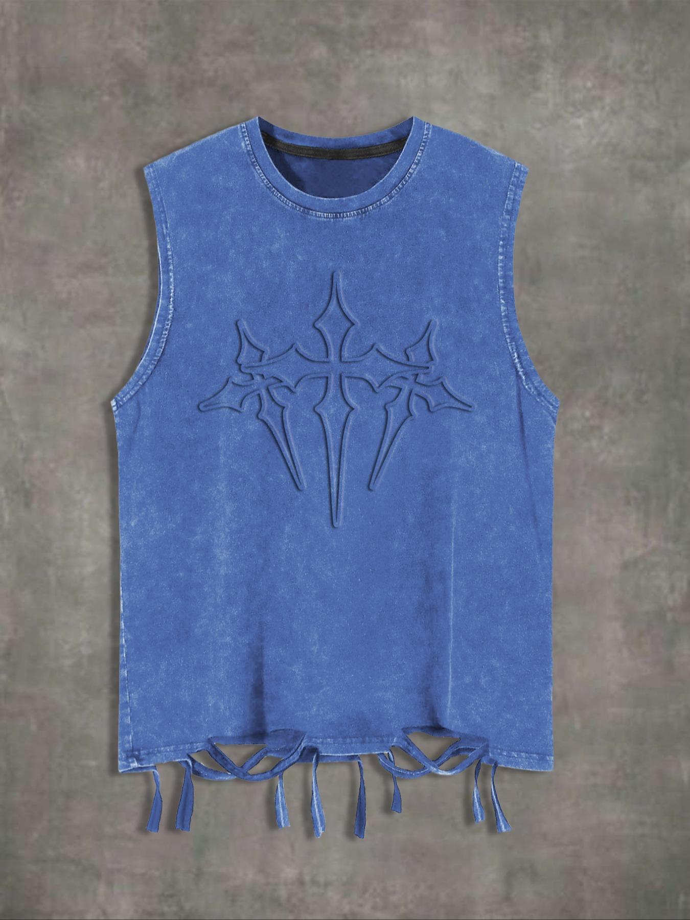 Men's Graphic Print Tank Top, Casual Street Sleeveless Round Neck Top for Summer, Men's Clothes for Daily Wear, Sleeveless Tank Tops, Cotton